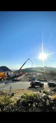 Pouring hilltop custom home