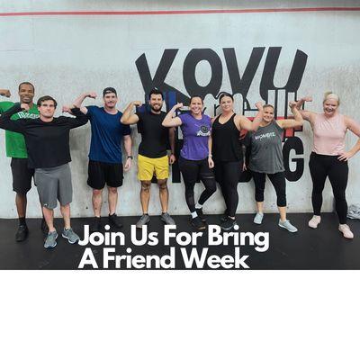 Bring A Friend Week 8/21. Come join us for a free week of workouts