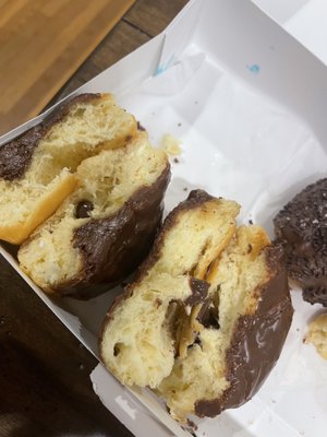 Chocolate Bavarian Cream Glazed Filled Donut