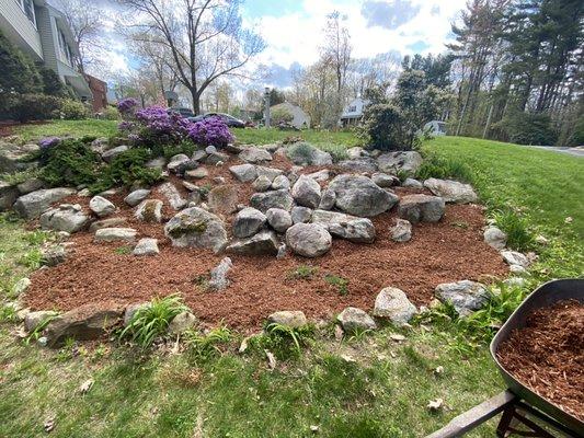 Rock garden that was mulched