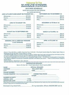 2015 Rate Sheet