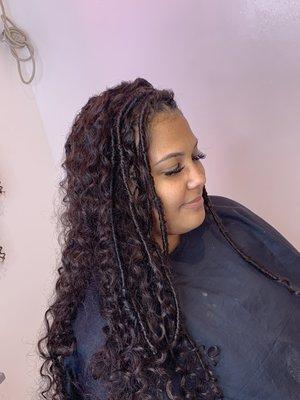 Faux Locs in the style "Passion Locs"