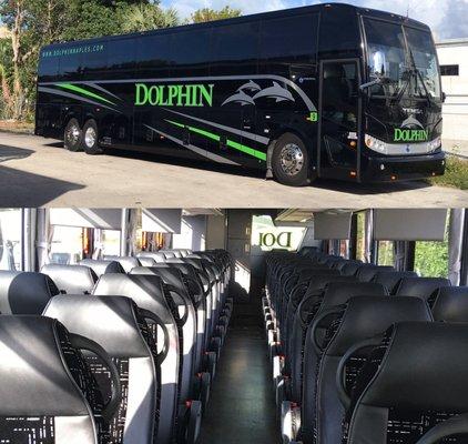 Motor Coach 54 passengers, restroom, WiFi.