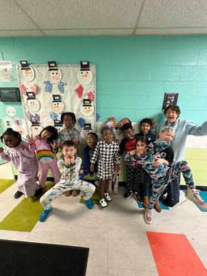 1st Grade always has a blast with Mrs. Grimwood, especially on PJ days!