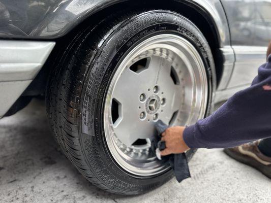 Wheel cleaning.