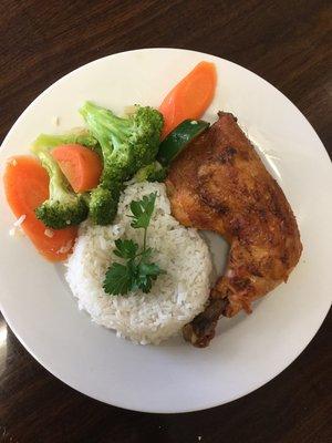 Roasted chicken with rice n veggies