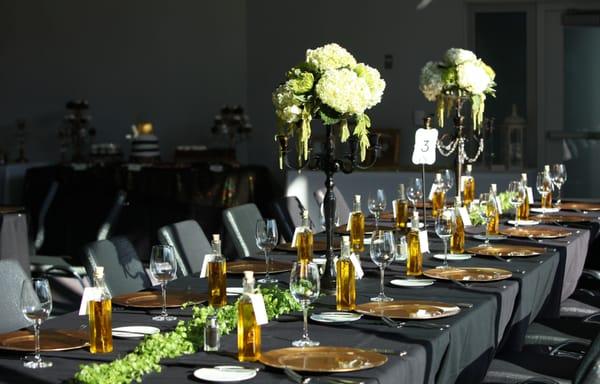 Wedding theme - timeless and classic. 
Colors - black,white, green and gold.