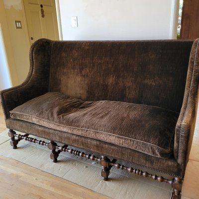 Down-filled velvet sofa