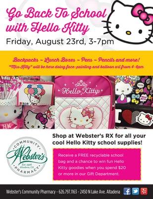 We're having a Hello Kitty Party on Friday, August 23rd!