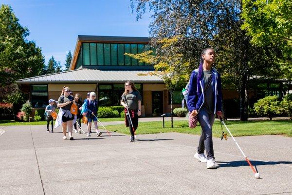 Youth clients touring the Boring, OR campus of GDB.