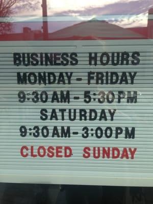 Business hours.