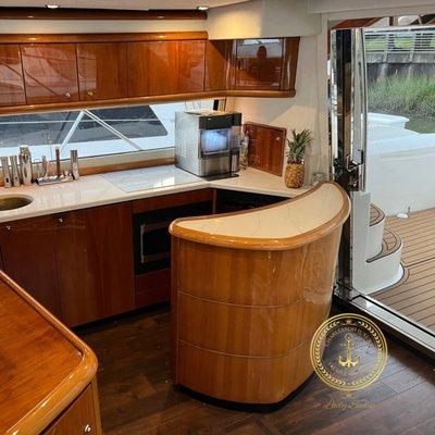 Lady Sadie offers spacious, luxurious, and beautiful interiors designed by Charleston's award-winning One Coast Design.