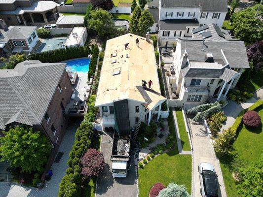 Roof tear new installation with plywood repair and ice sheild