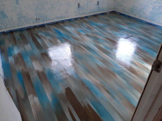 Hardwood floor look stained concrete