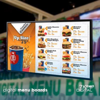 We design and create your menu board. We have monthly plans and per event updates.