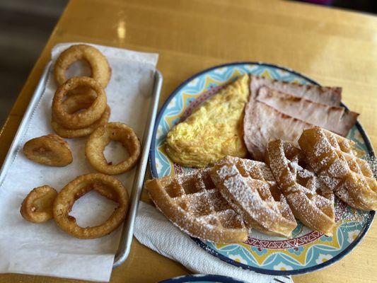 86. Onion Ring Waffle Combo