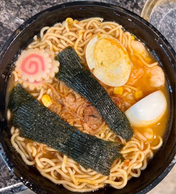 N11. Spicy Ramen - with shrimp. You can't tell from the photo, but there's a good amount of shrimp inside.