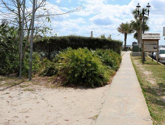 This picture taken near the marina, but the wall is much, much longer.  There is historical information and a marker here...see them?