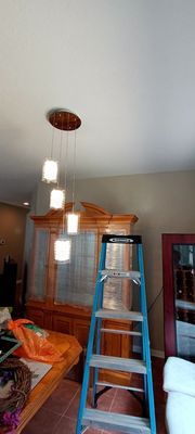 Handyman arrived very quickly and professionally hung the chandelier for me