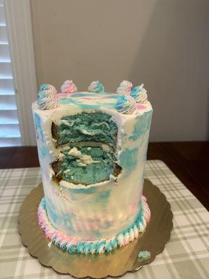 Not the prettiest photo - but the inside was completely blue besides the filling in the middle.