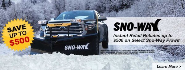 We are now an authorized SNO-WAY dealer. Snow plow sales and service