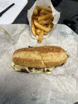 Philly steak sandwich and fries!