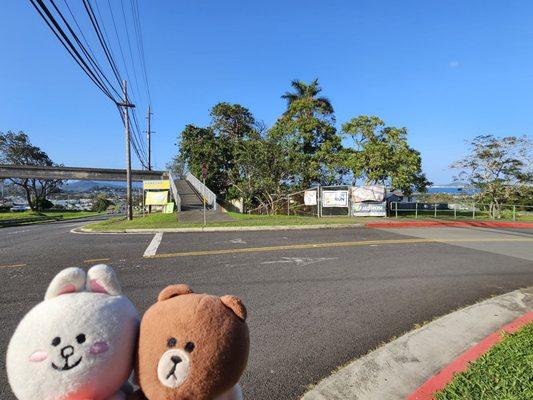 Turn right into this road... before the pedestrian overpass