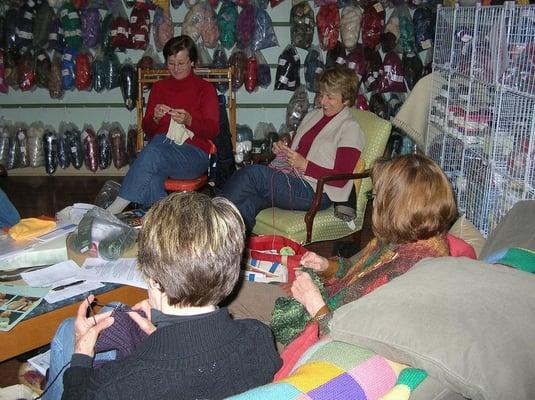 Open knitting in "study hall."