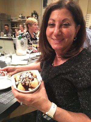 Profiteroles and chocolate mousse.