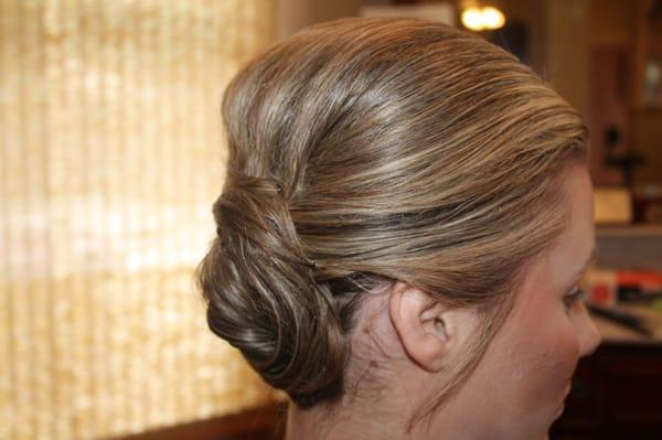 Bride with a fun Up-Do she found the picture in a magazine