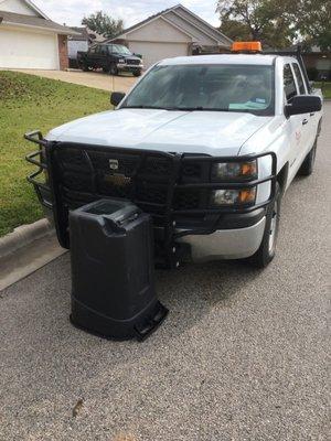 TTG Utilities Truck often slams into my trashcan. I had to replace one because it was destroyed.