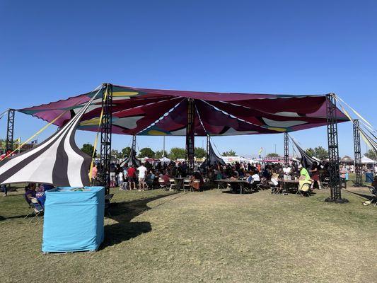 Two large tents provide some shade, but you'll probably loose your seat when you get up.