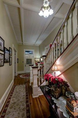 The grand hall in the victorian home.