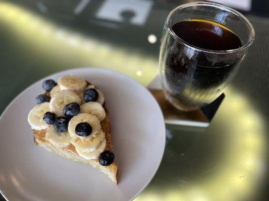 Sweet toast with a raspberry pour over coffee