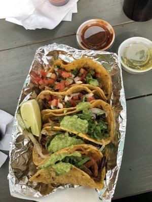 Best tacos in NWA! House-made tortillas, and they have 10 different salsas available.