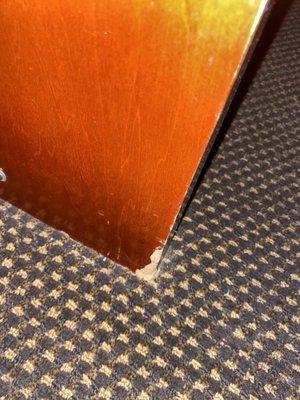 Worn furniture, frayed carpets