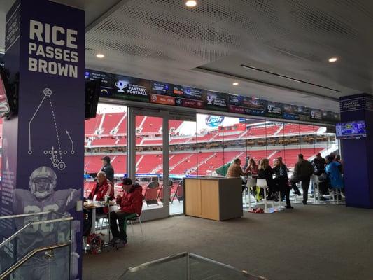 The Lounge-wide LED ribbon display showing realtime fantasy football stats.