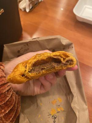 Inside beef patty