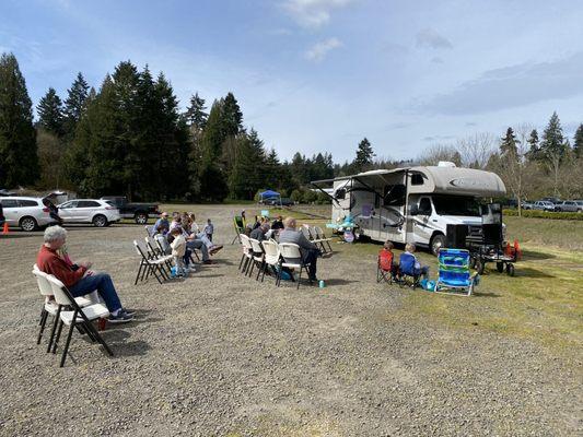 Tailgate area at Easter service 2021