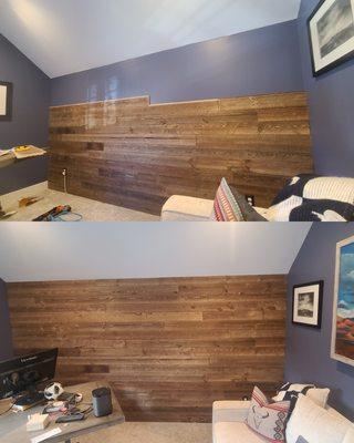 Shiplap done for accent wall. Customer loved it looked really nice.