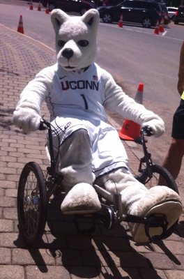 The UConn Husky taking a test spin on a Ti-Trike