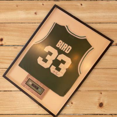 Larry Bird Framed Jersey.  Authenticated. Unfortunately, looters took off with Larry Bird during hurricane Ian. No longer available.