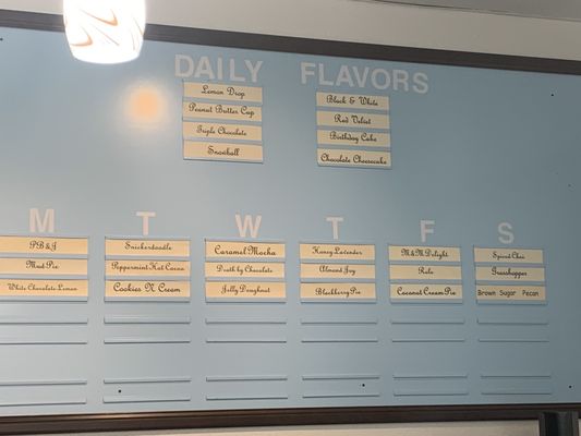 Cupcake Flavor Menu