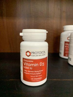 Protocol for Life Balance Chewable Vitamin D3, 5,000IU: Supports better bone and dental health.