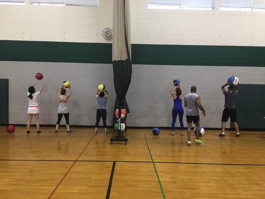 MB Overhead Throws (plyometrics for the upper body to develop power)