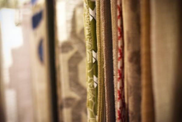 Fabric selections in store at Bay Hill Design.