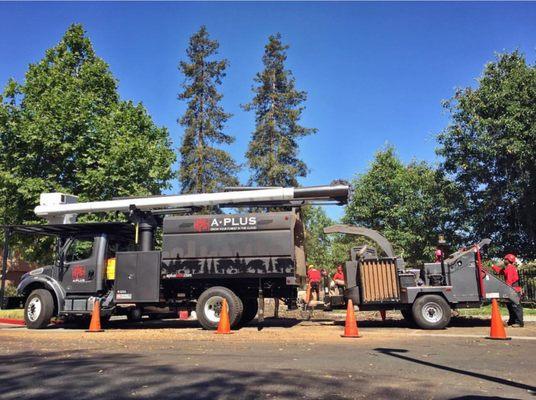 Bucket Truck and Chipper set-up