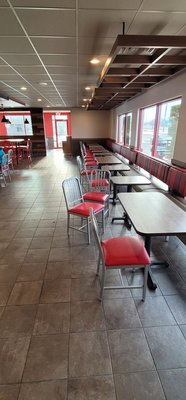 Plenty of seating at the booths long line booths