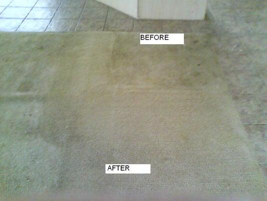 Before and after carpet cleaning.