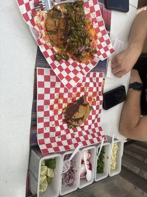 Birria nachos and quesabirria tacos